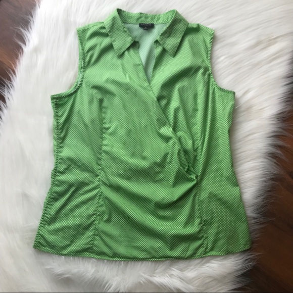 Talbots Tops - Talbots Green & White Polka Dot Wrap Tank Top 16